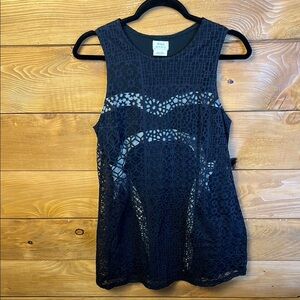 RVCA Black Sleeveless Lace Dress‎ Mini Cocktail Party Event Elegant Layering Md